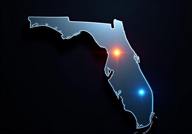 Strategic map of Florida highlighting Fort Pierce as a central hub for distribution to Miami, Orlando, and Tampa.