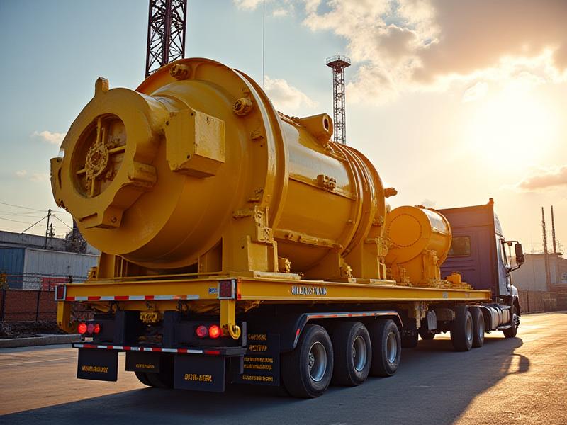 Urgent heavy machinery parts delivered to a bright construction site